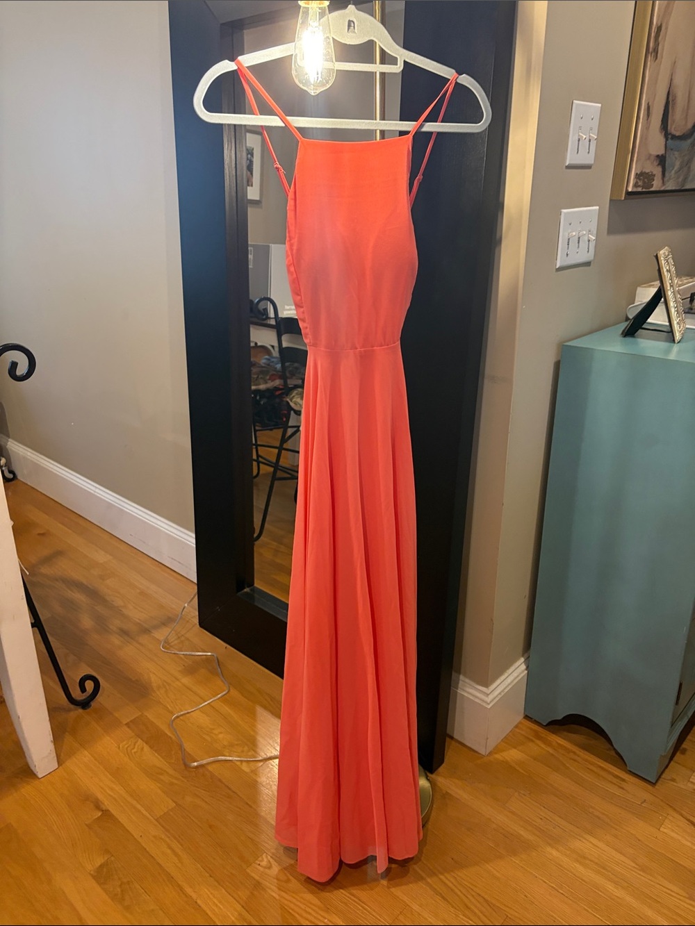 Lulu's Coral Strappy Maxi Dress